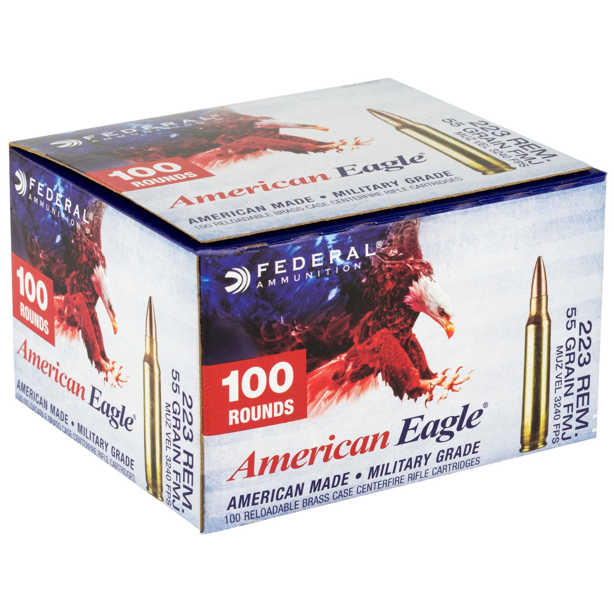 Federal American Eagle, 223 Remington, 55 Grain, Full ...